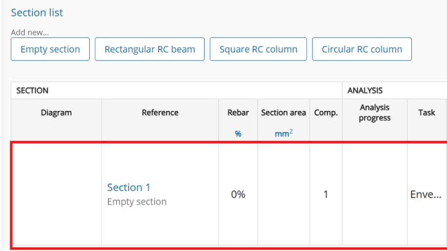 Create a new section by selecting empty sections.