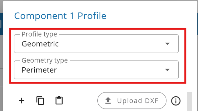 Select the profile and geometry types