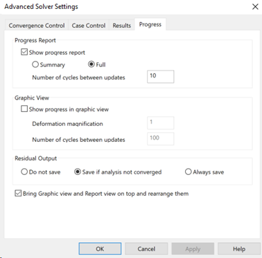 image of progress settings in the advanced solver window