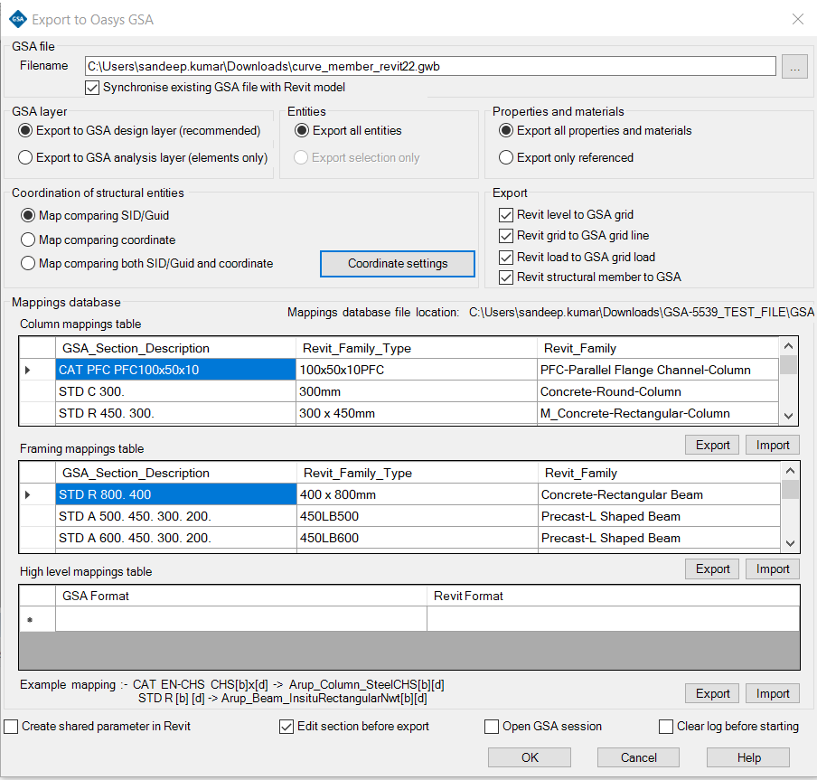 Export-Settings