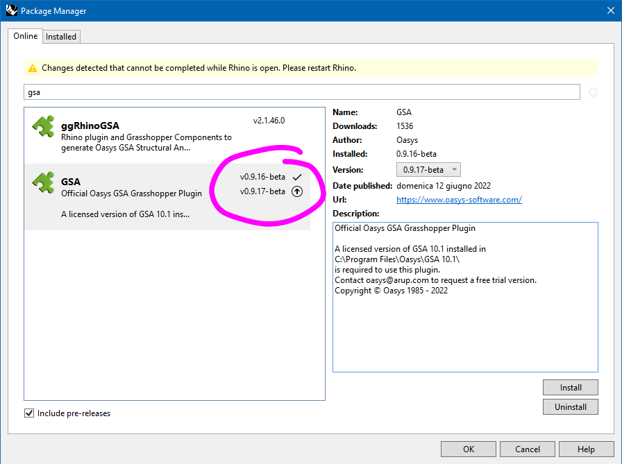 Installing GsaGH | Oasys GSA Documentation